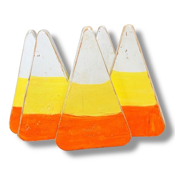 Handmade Wooden Candy Corn Halloween Decoration Set of 5 Distressed - Picture 5 of 8